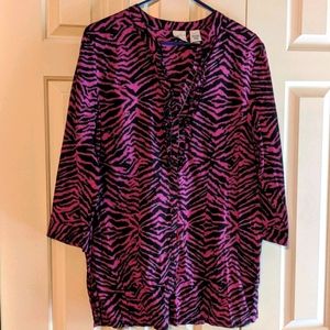 Emma James purple black zebra print large top